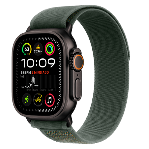 Apple Watch Series Ultra 2 49mm Black Titanium Case with Green Trail Loop M/L